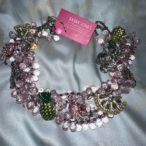 Tropical pink beaded necklace